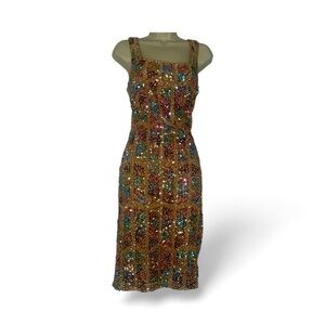 Caché Sequin Cocktail Dress Small – Vintage Y2K Sparkle Party Clubwear